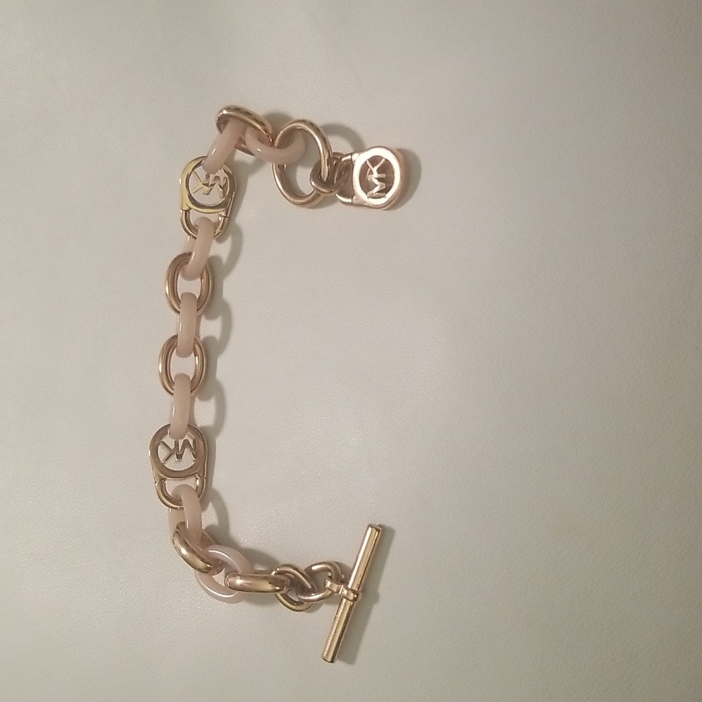 Women's Michael Kors Bracelet; Pink and Goldtone Links; Size 9" - Picture 3 of 5
